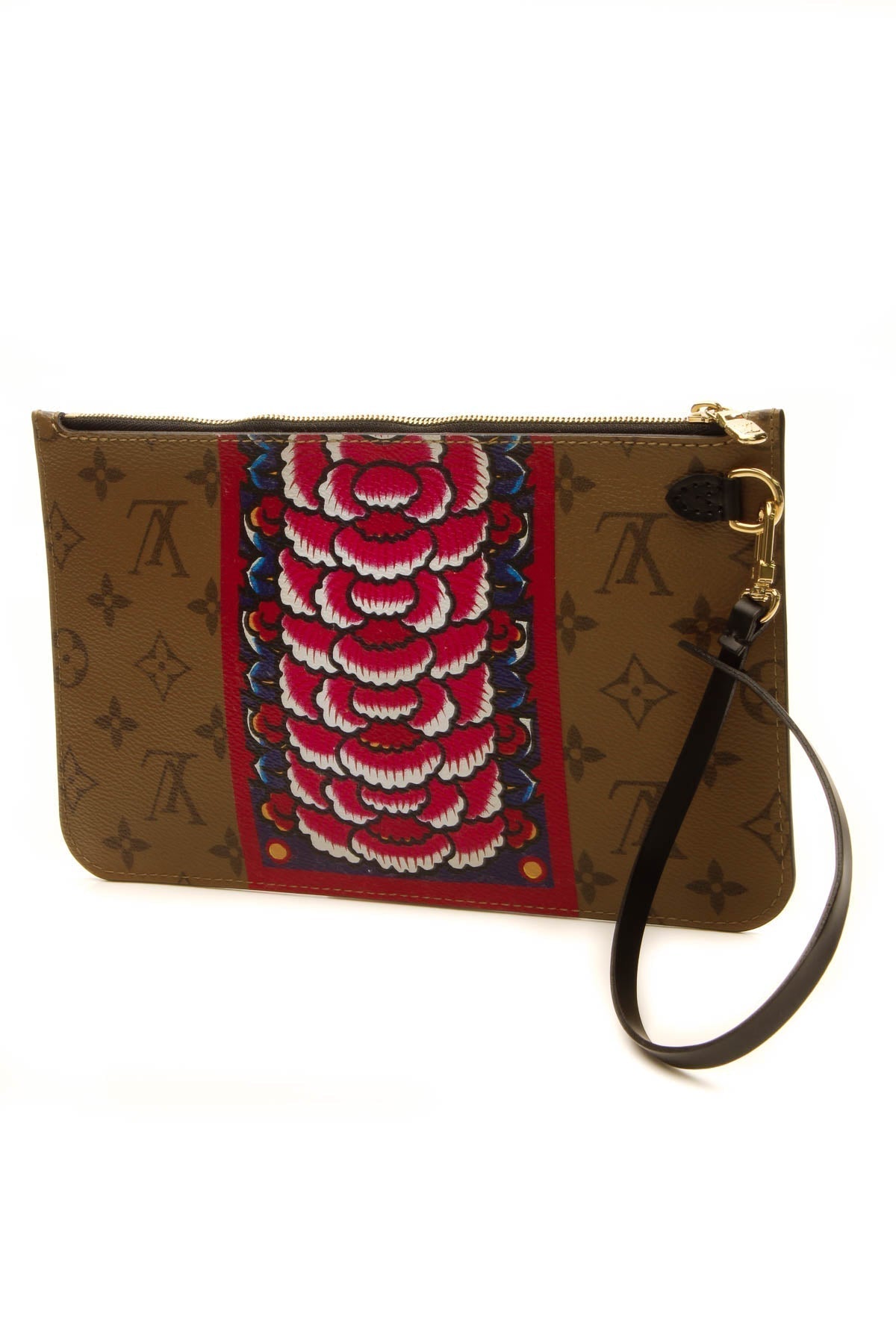 Kabuki Mask Neverfull Pouch Wristlet - Reverse Monogram
