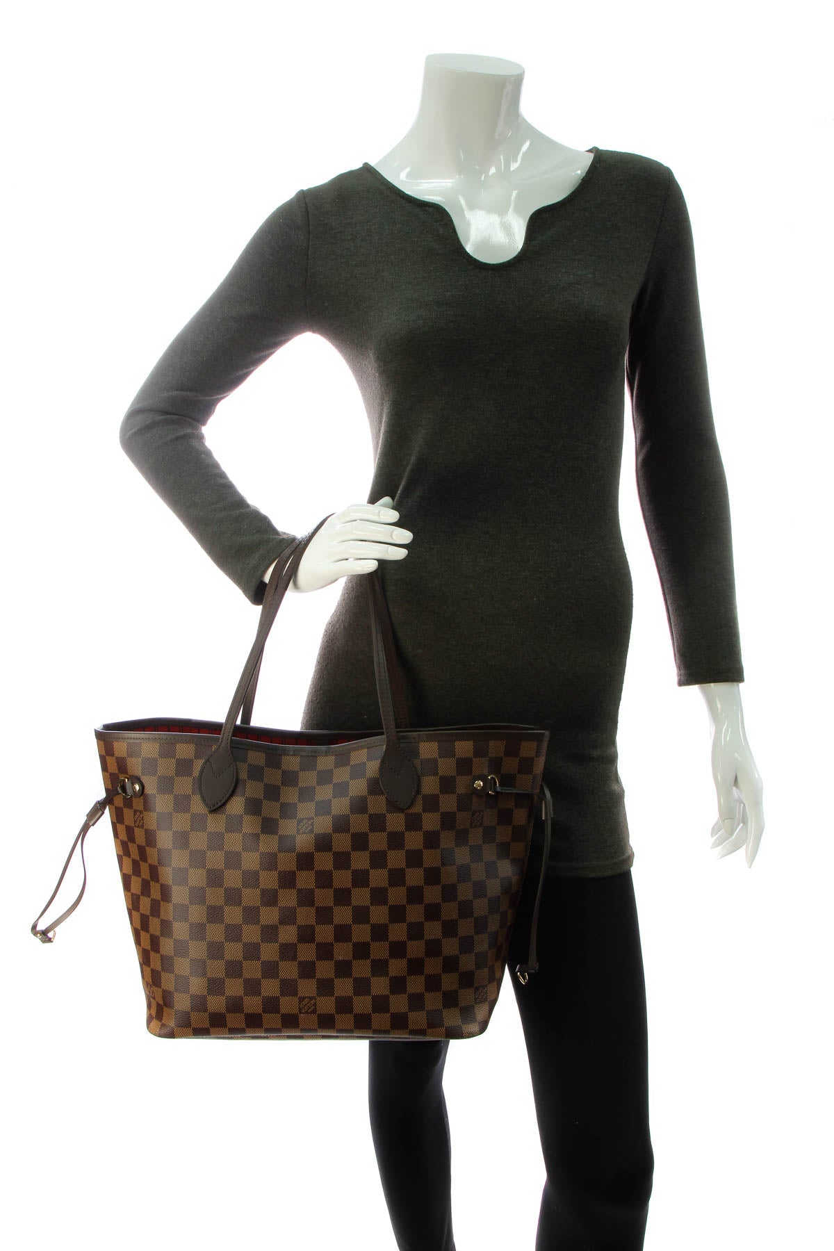 Neverfull MM Tote Bag - Damier Ebene/Cherry