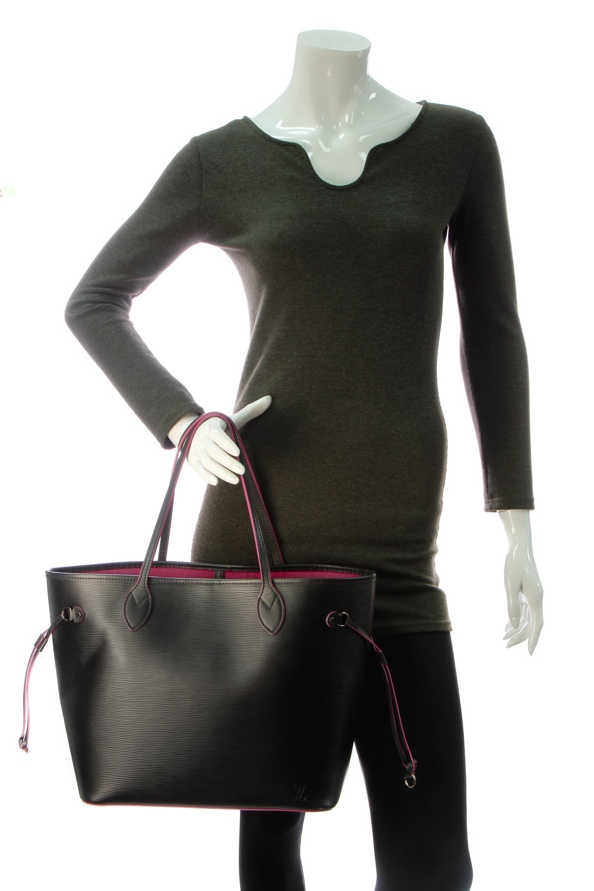 Epi Neverfull MM Bag - Noir/Hot Pink