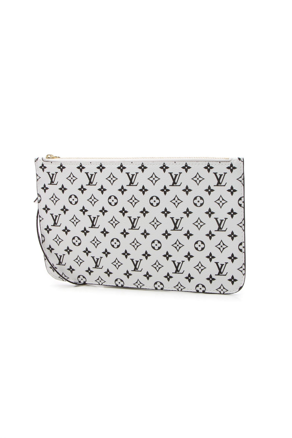 Neverfull Pouch Wristlet - White/Black Monogram