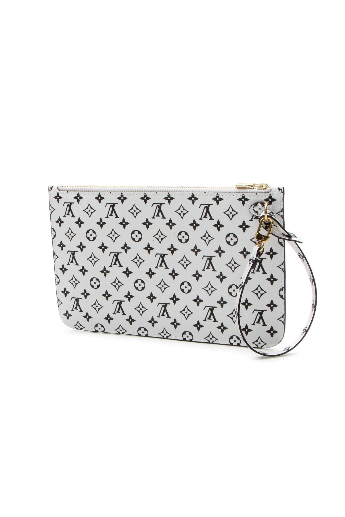 Neverfull Pouch Wristlet - White/Black Monogram