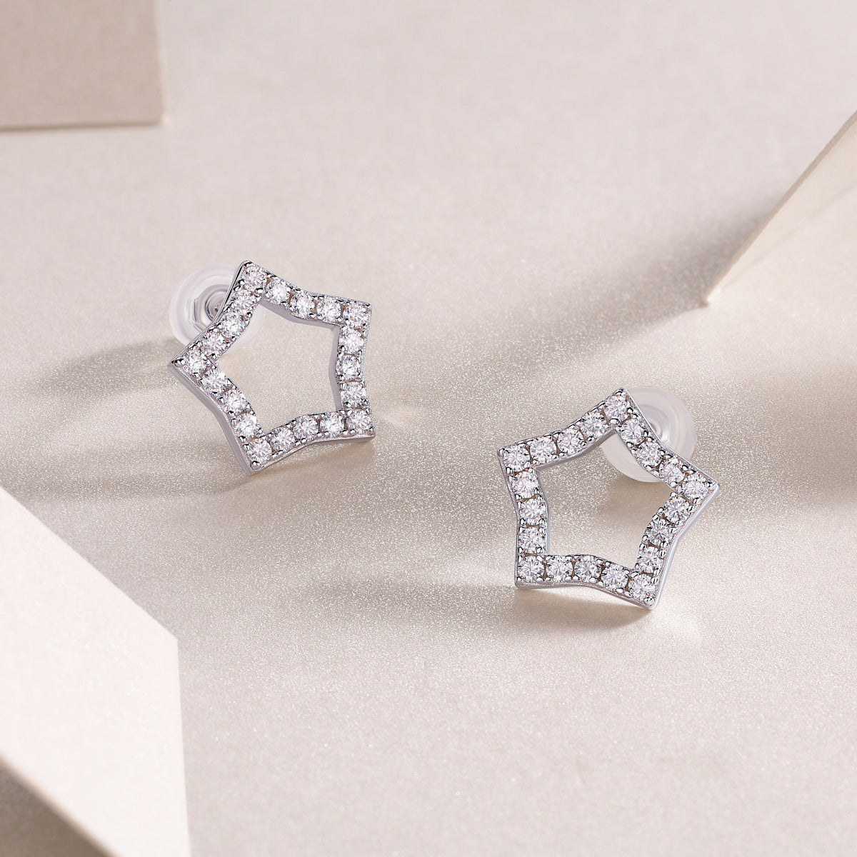 Tonight's New Star - S925 Moissanite Sterling Silver Earrings With Platinum-plated Stud Earrings, Fashionable, Trendy And Affordable Jewelry
