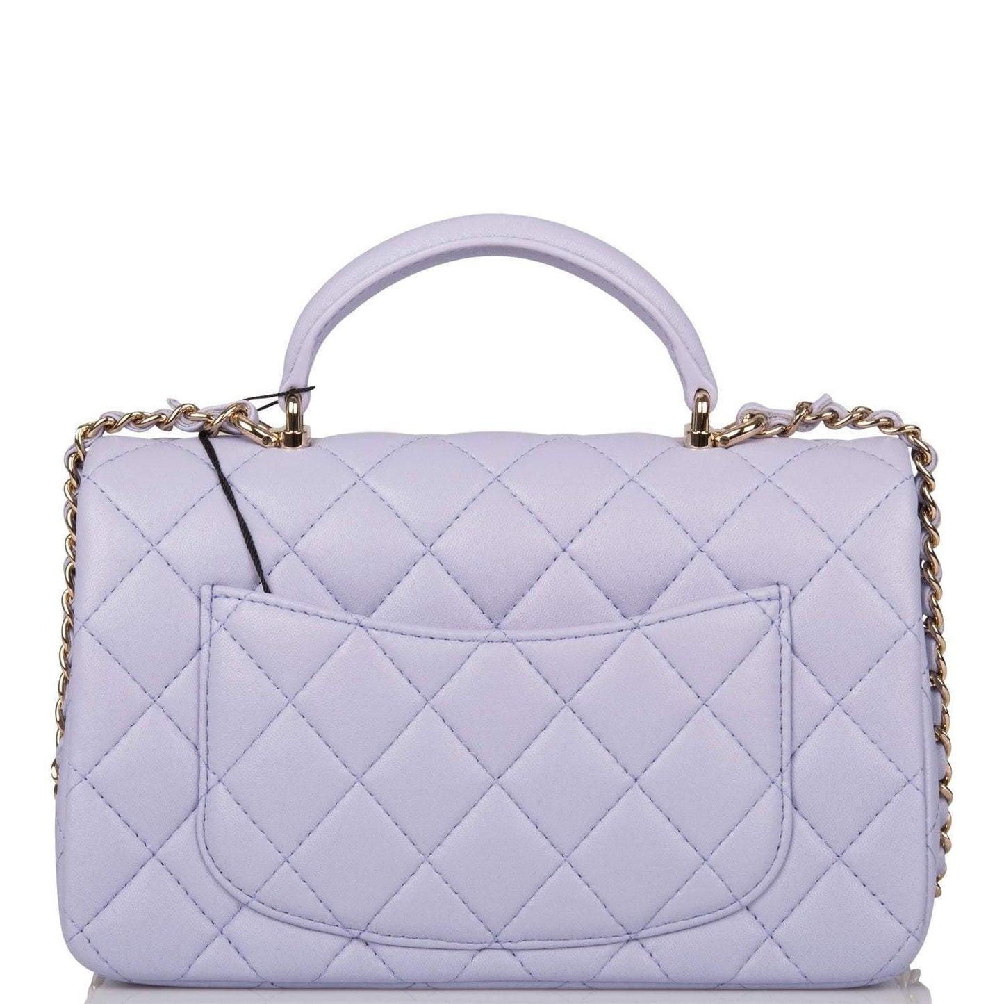 Chanel Rectangular Mini Flap Bag with Top Handle Lavender Quilted Lambskin Light Gold Hardware