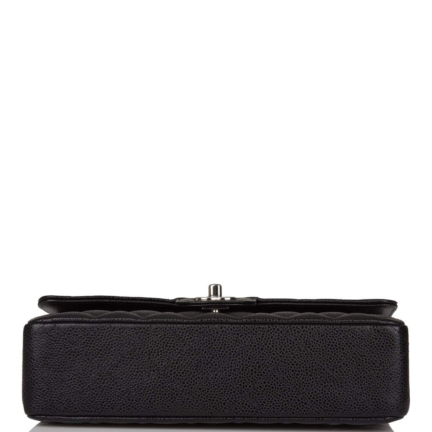 Chanel Medium Classic Double Flap Bag Black Quilted Caviar Silver Hardware