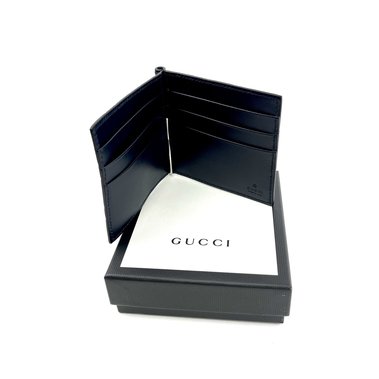 GUCCI Signature Leather Clip Wallet