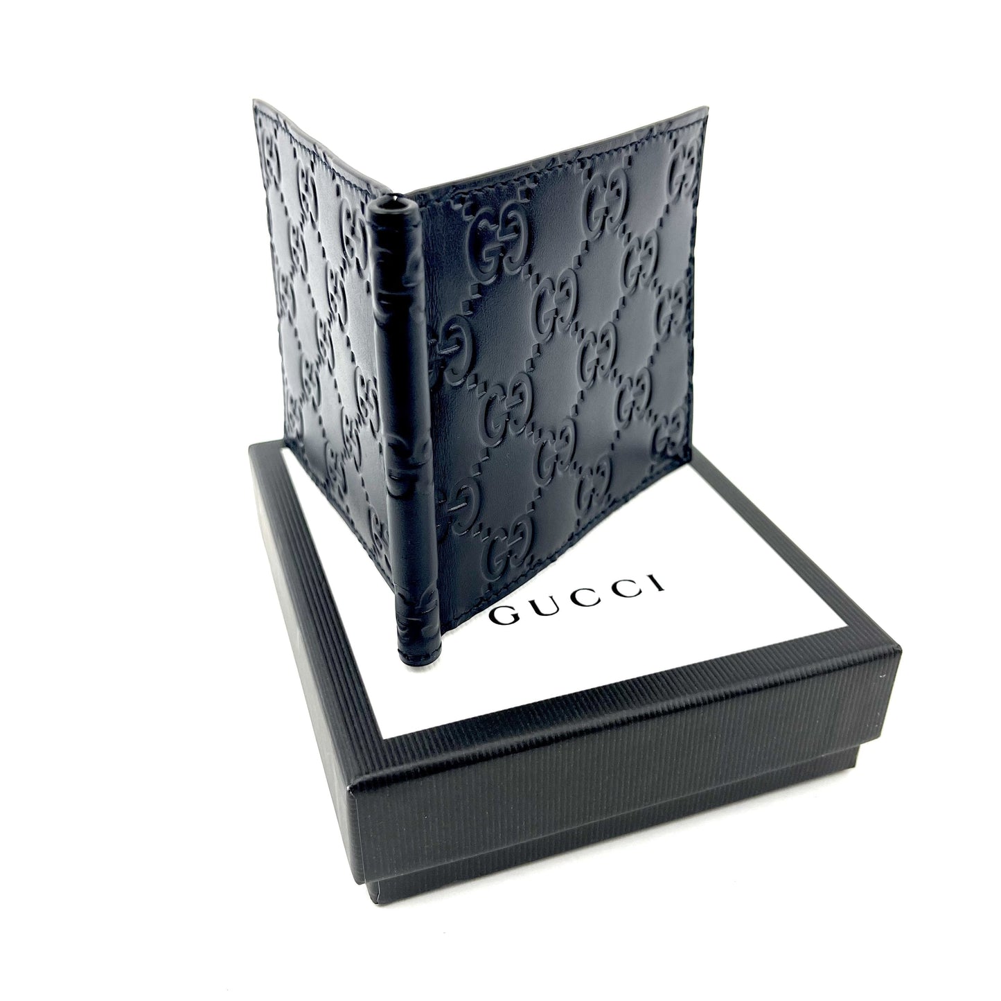 GUCCI Signature Leather Clip Wallet