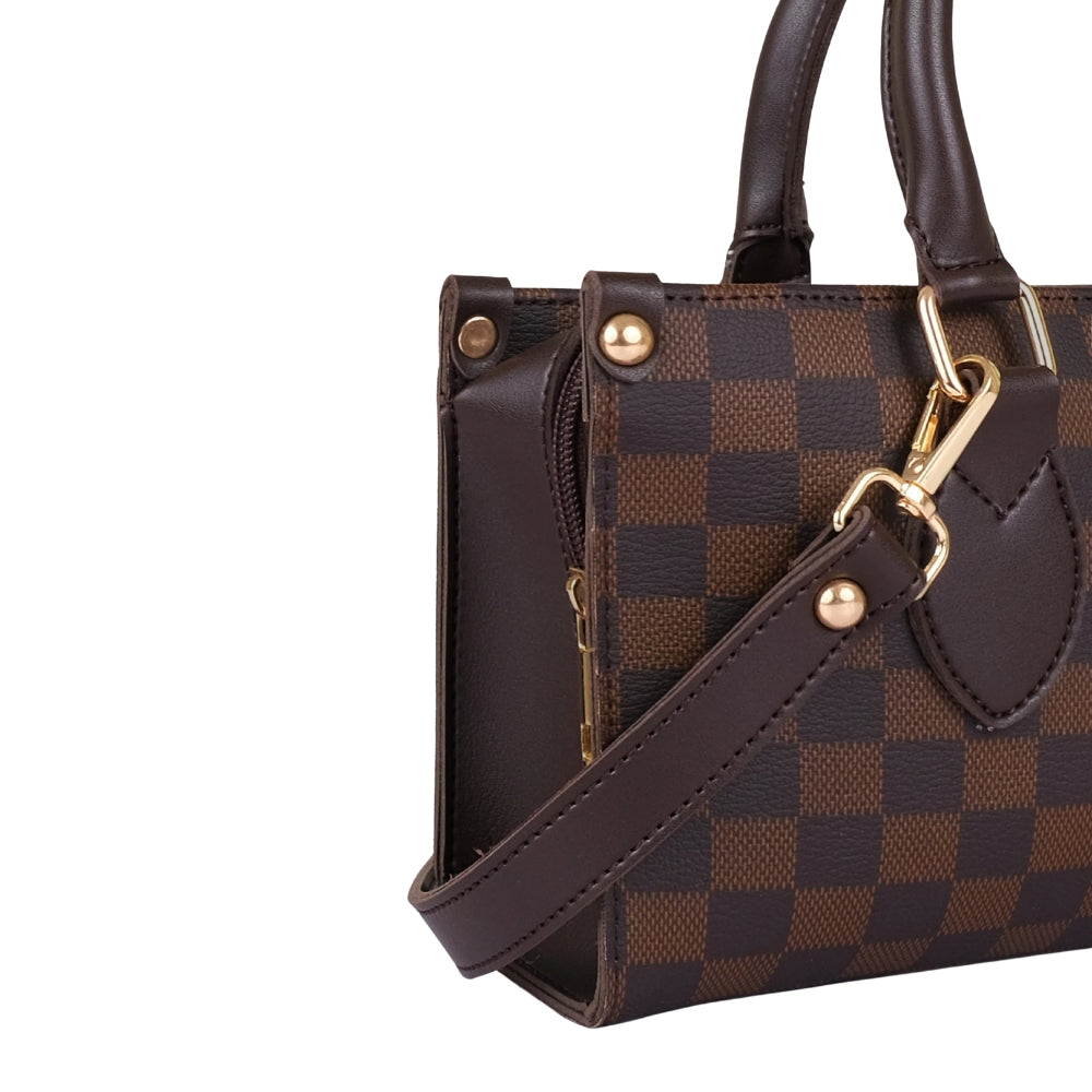 Dark Brown Checkered On-the-go Mini Bag