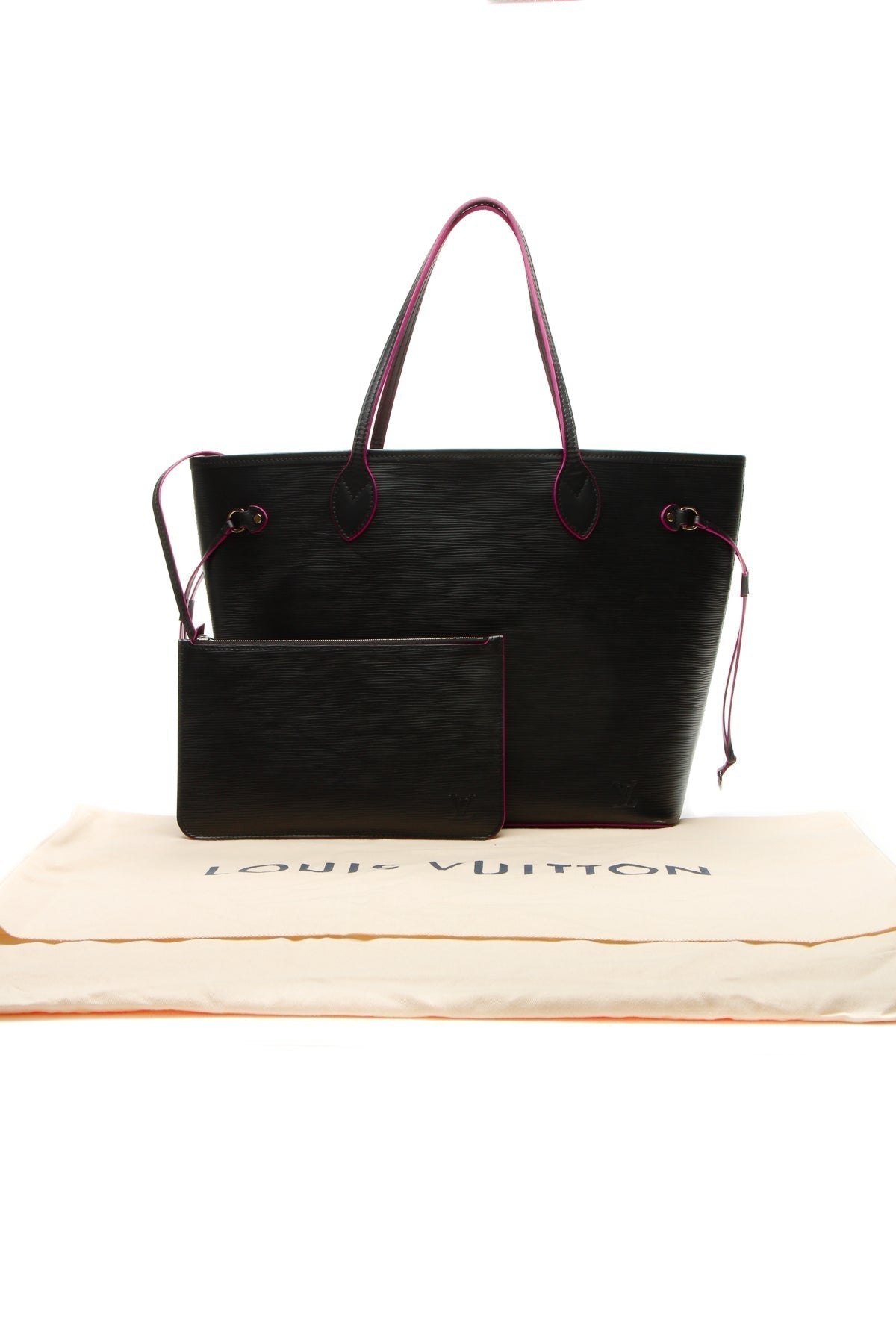 Epi Neverfull MM Bag - Noir/Hot Pink