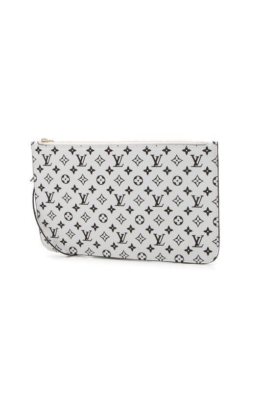 Neverfull Pouch Wristlet - White/Black Monogram