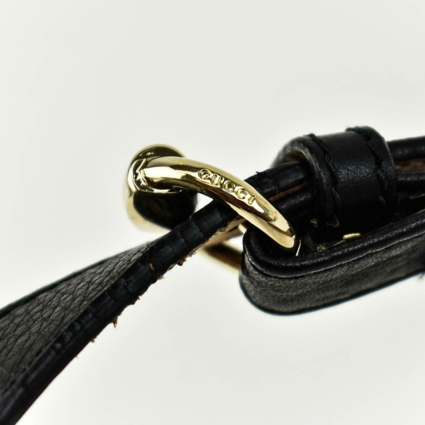 GUCCI: Black Leather & Gold "Horsebit" Buckle, Waist Belt fits 34" to 38" (ps)