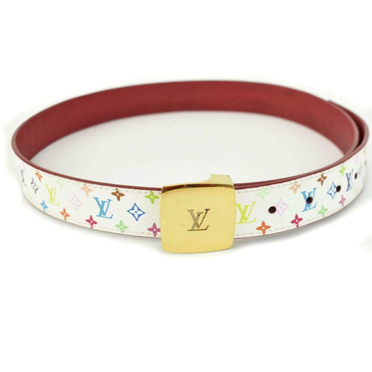 LOUIS VUITTON: Multicolor, "Murakami LV" Logo Belt fits 31"- 35" (mz)