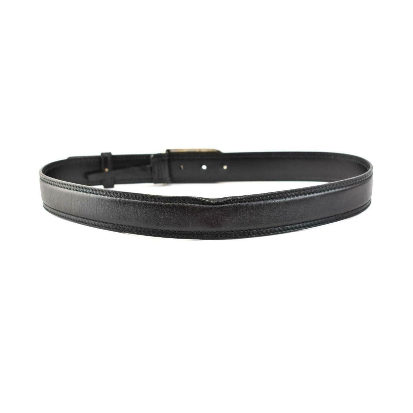 GUCCI: Black, Leather & Silver "G" Buckle Logo Belt fits 30" to 32" (pz)