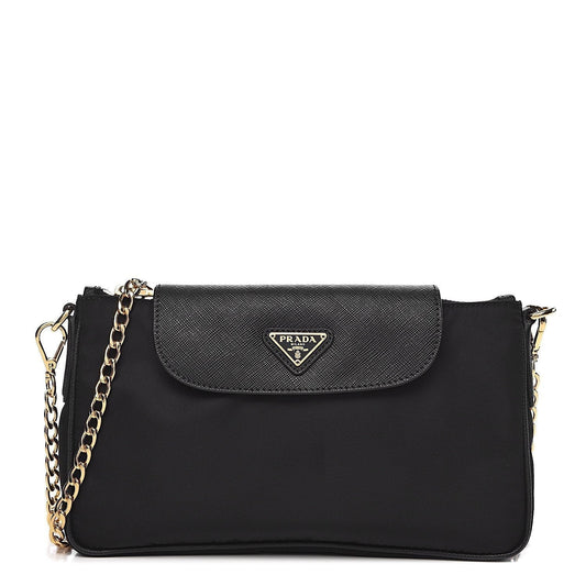 Black Nylon Saffiano Crossbody