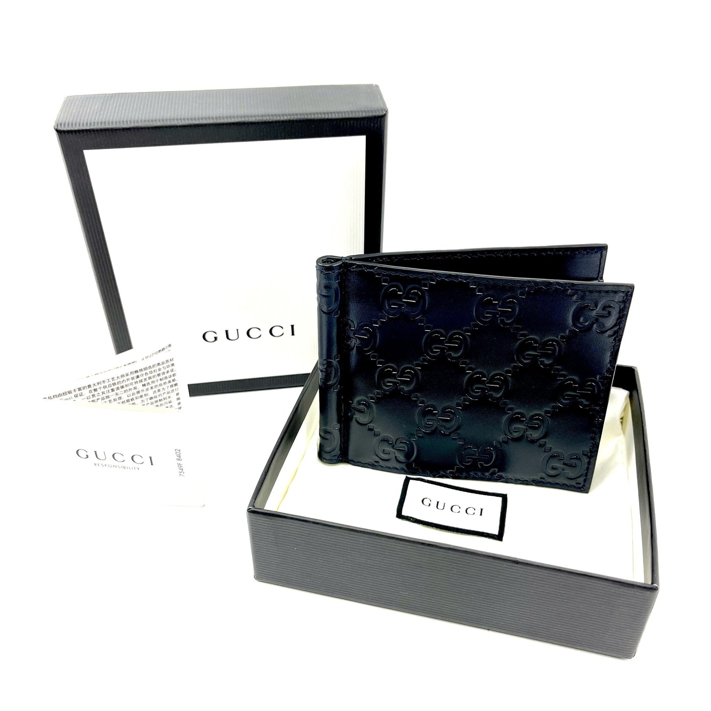 GUCCI Signature Leather Clip Wallet