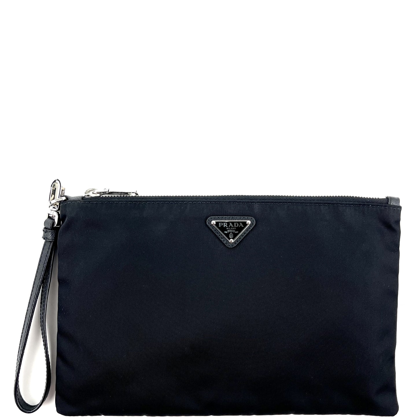 PRADA Saffiano-Trimmed Tessuto Wristlet