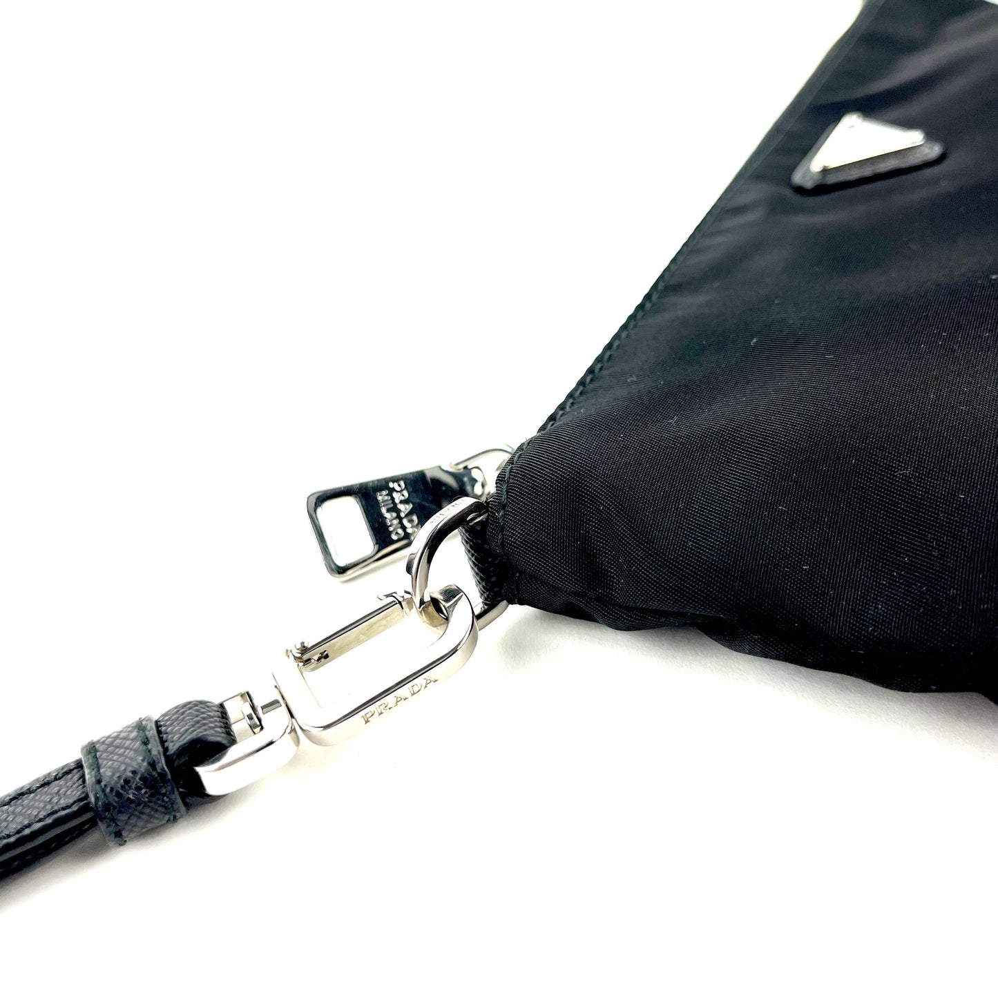 PRADA Saffiano-Trimmed Tessuto Wristlet