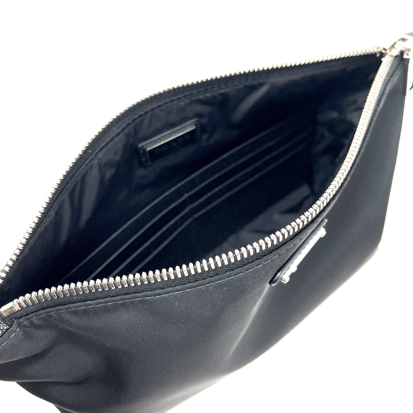 PRADA Saffiano-Trimmed Tessuto Wristlet