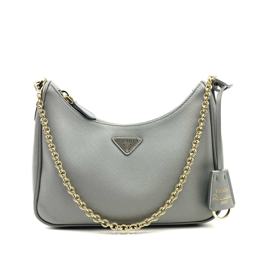 PRADA Saffiano Re-Edition 2005 Shoulder Bag Marmo