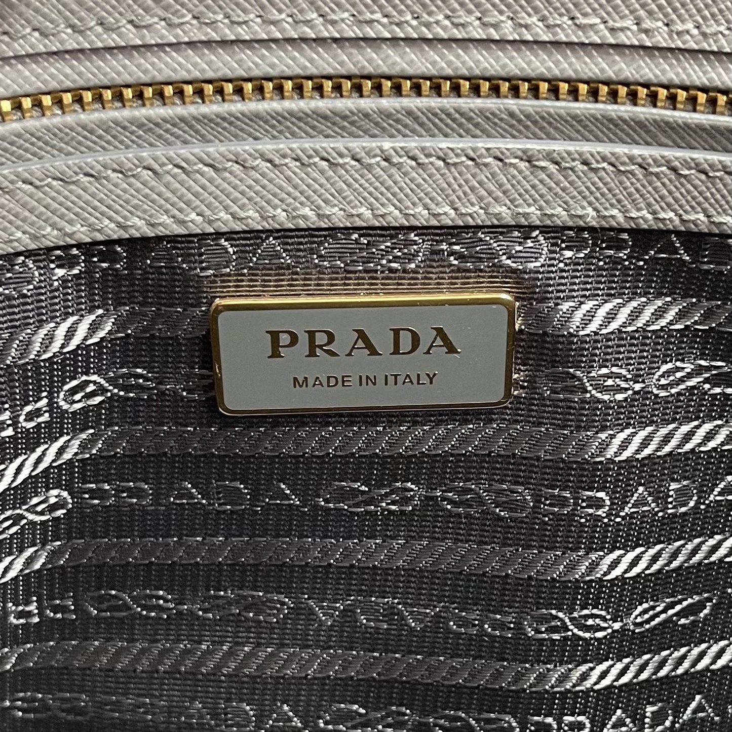 PRADA Small Saffiano Cuir Tote w/Strap - Grey