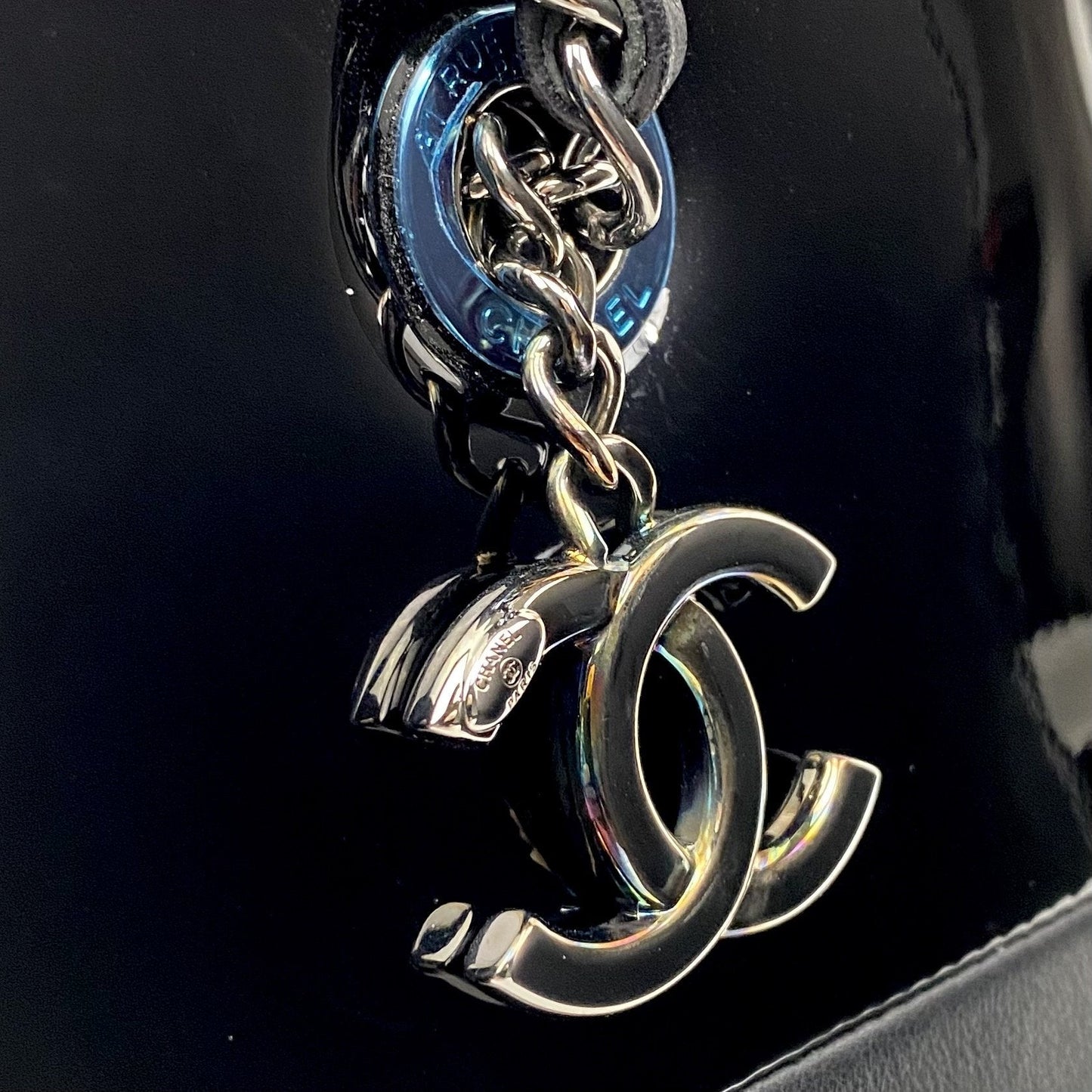 CHANEL Patent & Lambskin Leather Bowling Bag