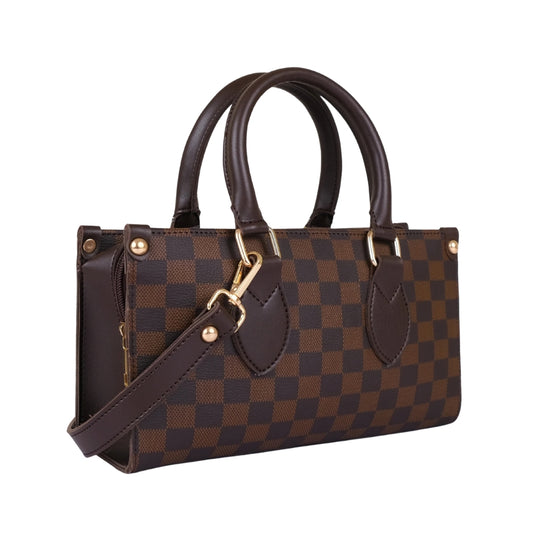 Dark Brown Checkered On-the-go Mini Bag