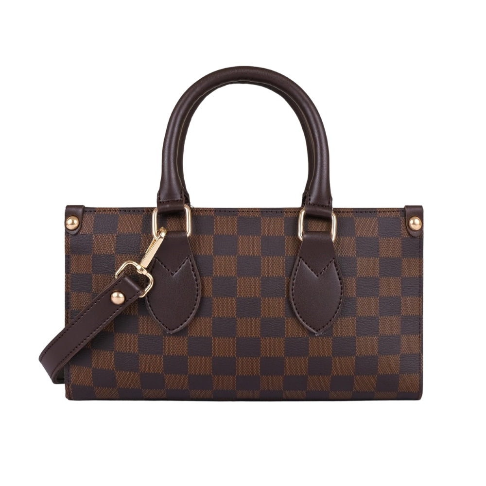 Dark Brown Checkered On-the-go Mini Bag