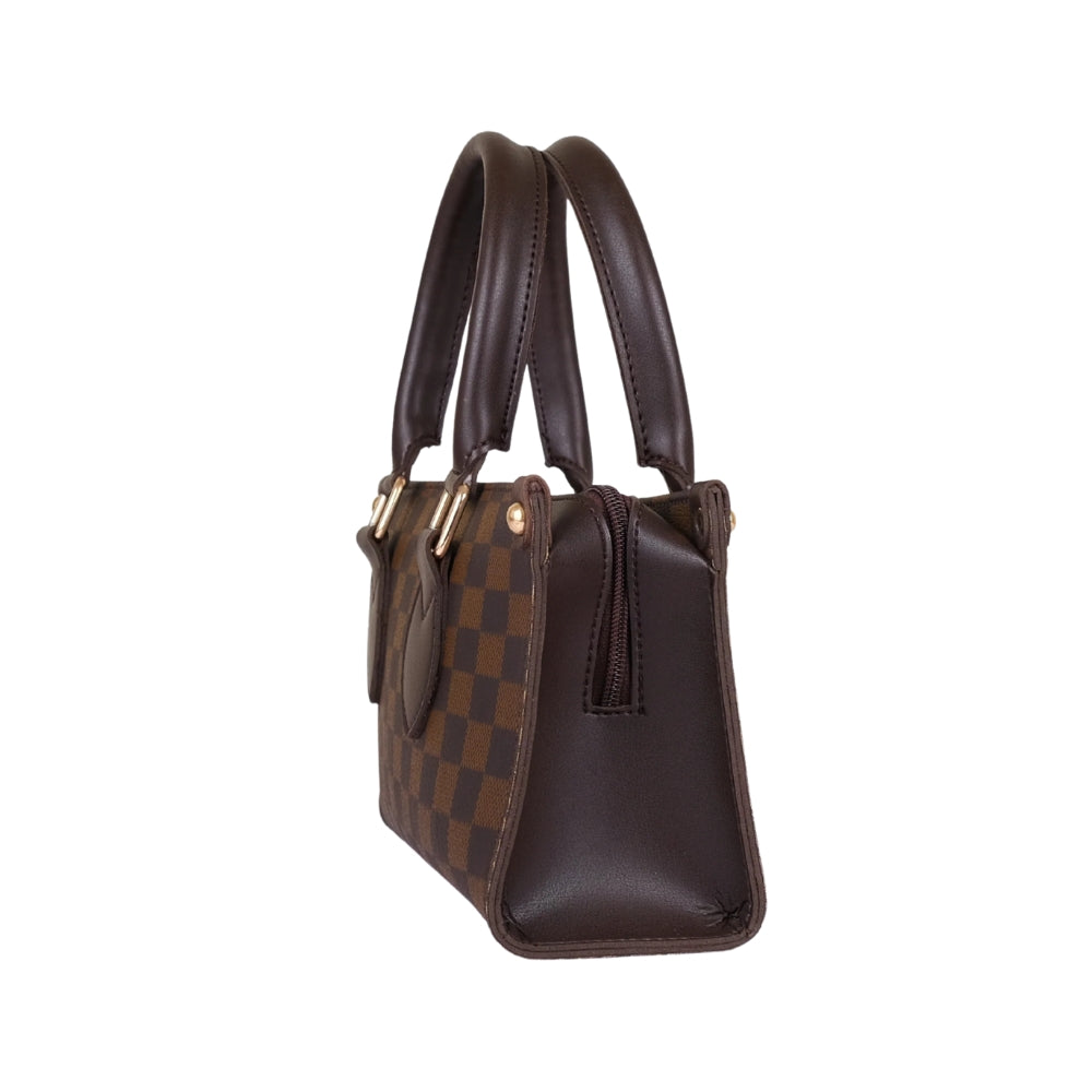 Dark Brown Checkered On-the-go Mini Bag