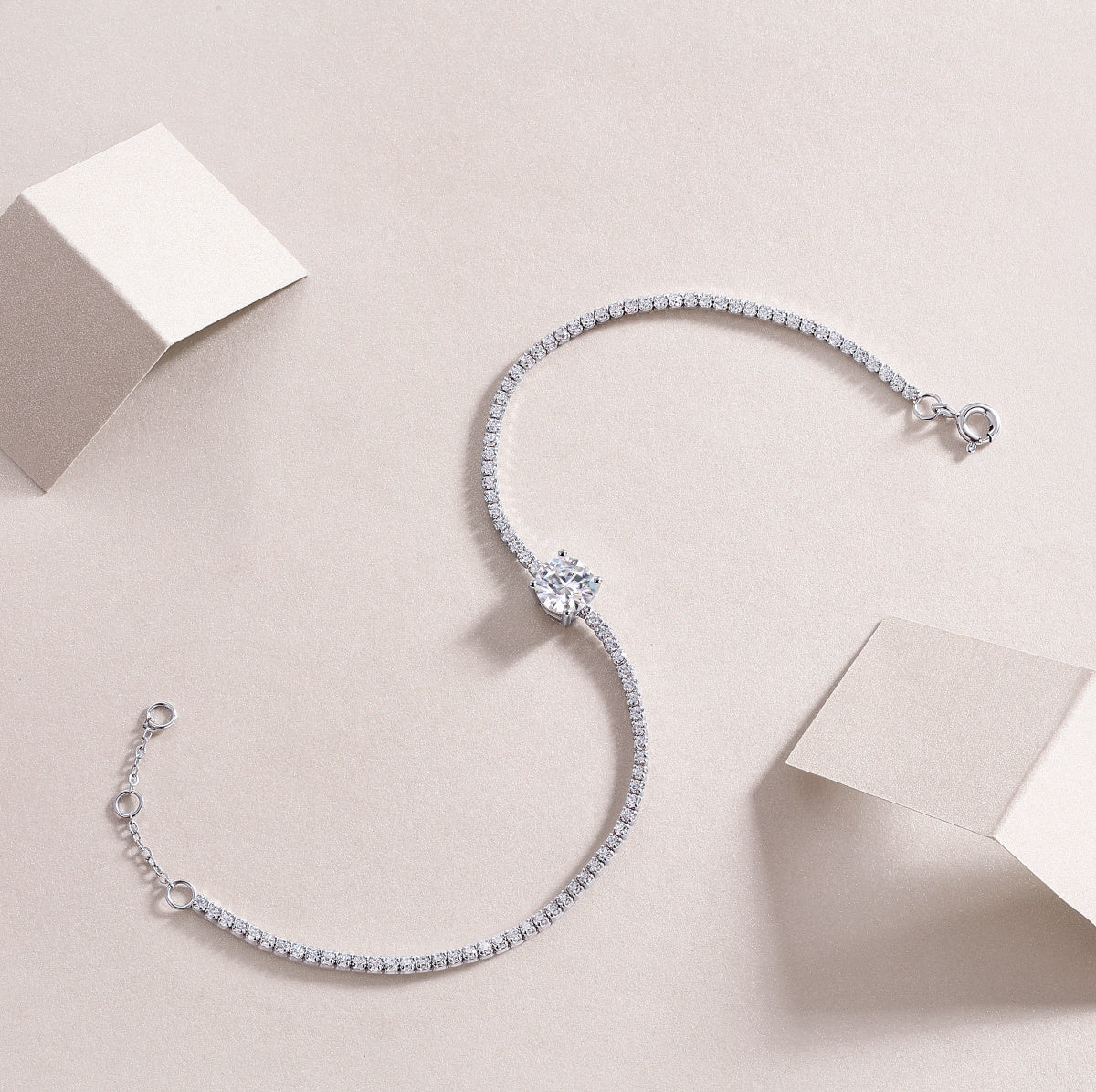 Dawn Dew Beads Luxury Fashion Mossan Diamond Silver Jewelry Comparable To Natural Diamond Bracelet