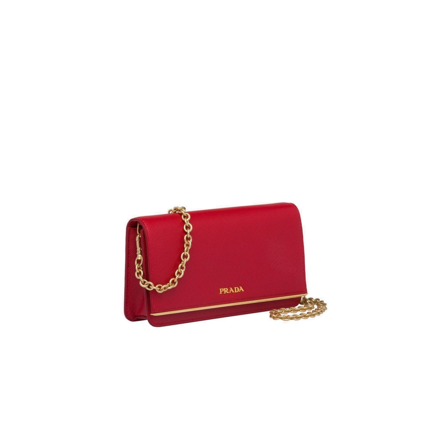 Saffiano Leather Continental Mini Clutch Bag in Red
