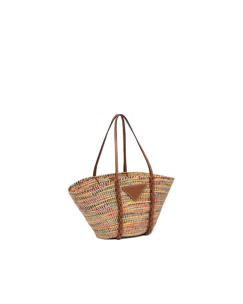 Prada Straw and Leather Tote Bag