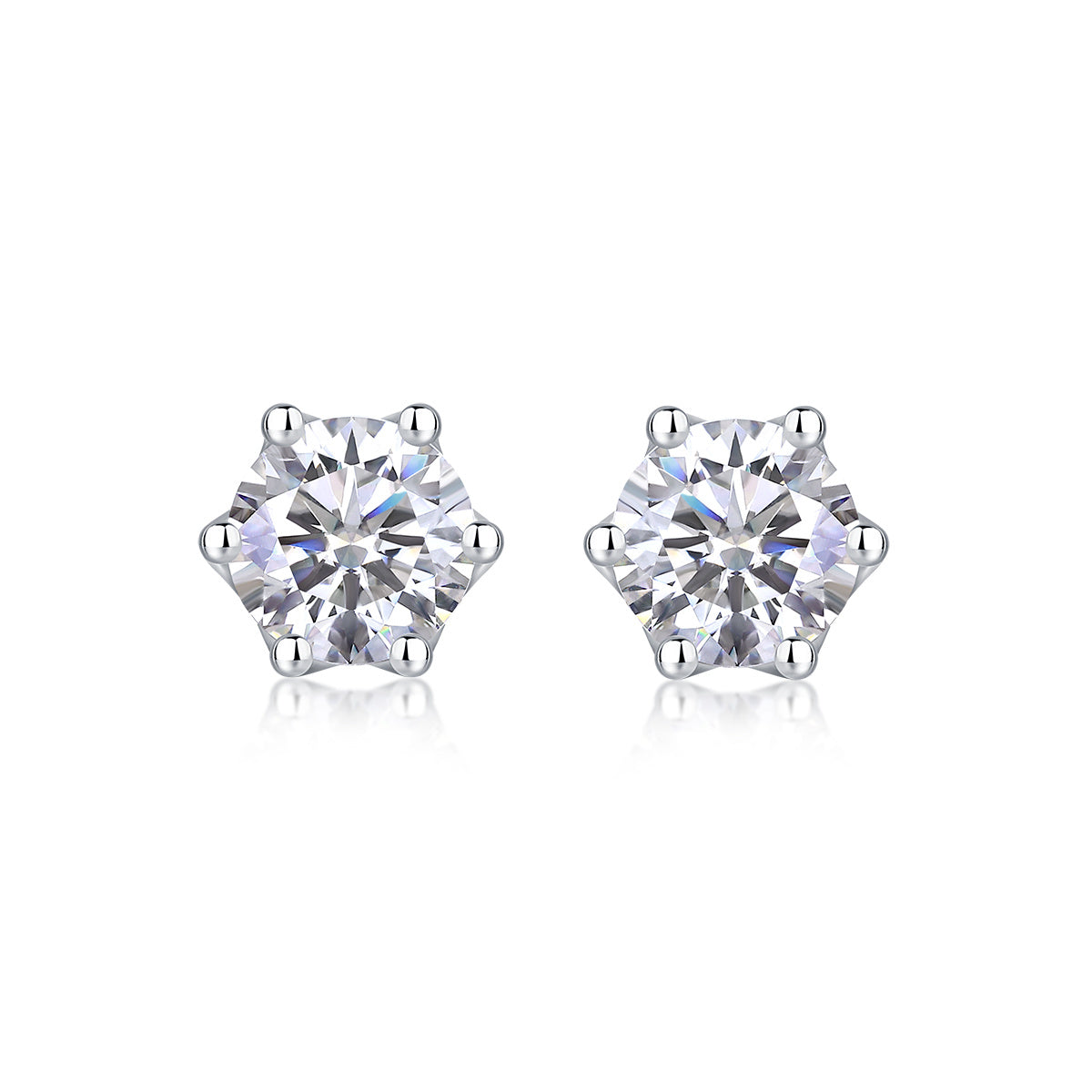 Freehand Flower Luxury Fashion Diamond Earrings Stud Inlaid With Mosan Diamond Silver Jewelry