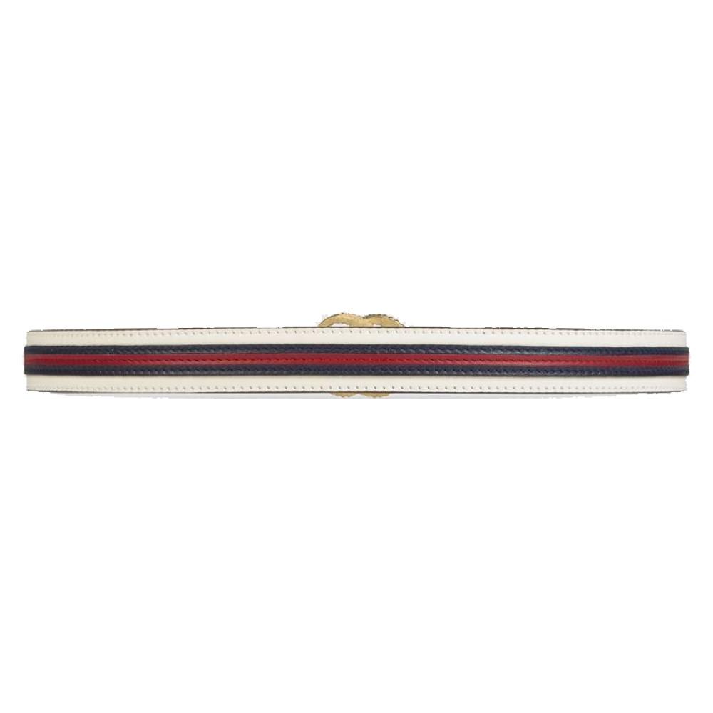 Gucci Marmont GG Logo Thin White Red Web Stripe Leather Belt Size 100 40 550115