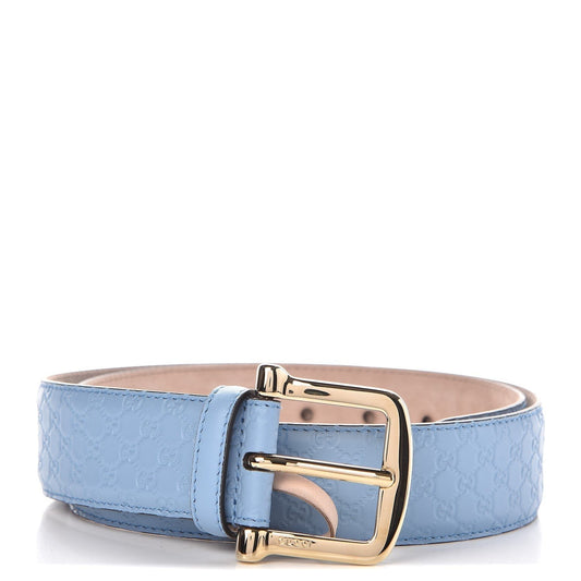 Gucci Microguccissima GG Mineral Blue Soft Margaux Leather Belt Size 90/36
