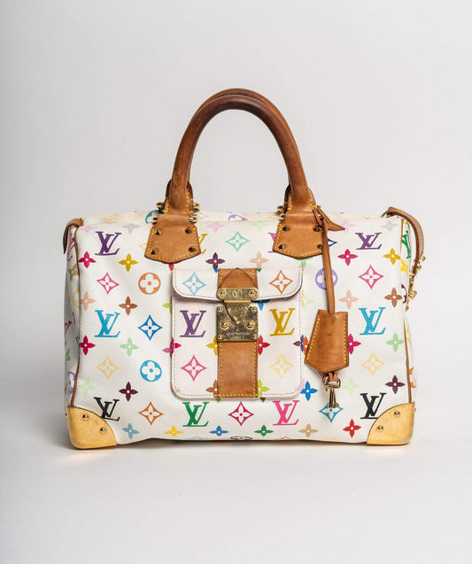 LOUIS VUITTON Monogram Murakami White Speedy 30 Hand Bag SP0013 - Cap N Wrap