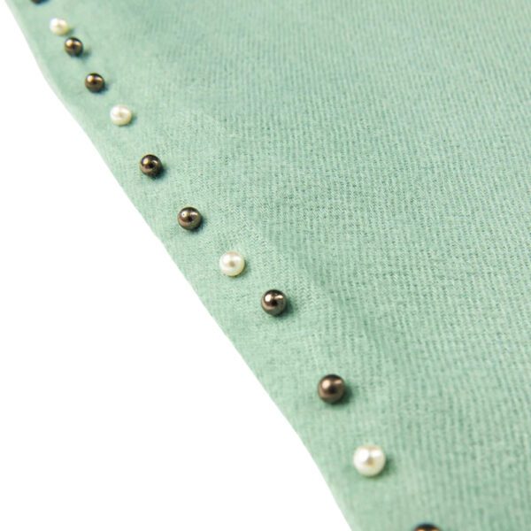 Luxily Mint Green Embellished Woolen Shawl - Image 3