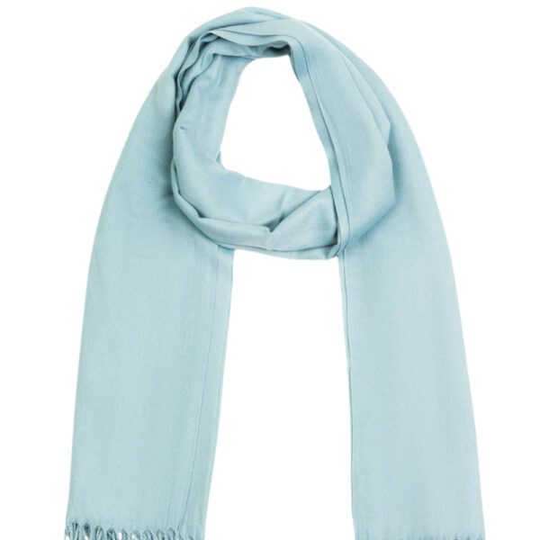 Luxily Sky Blue Dyed Woolen Shawl - Image 2