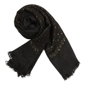 Luxily Black Sequined Woolen Shawl