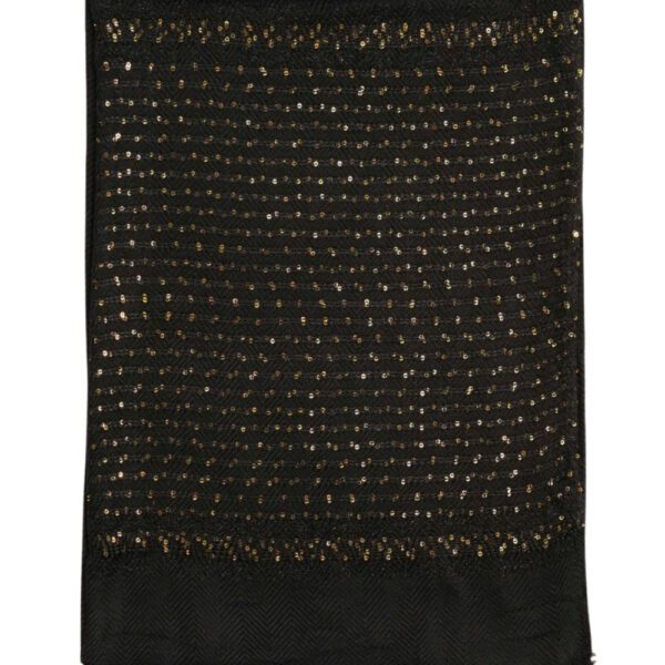Luxily Black Sequined Woolen Shawl - Image 3