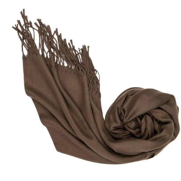 Luxily Deep Brown Dyed Woolen Shawl - Image 3