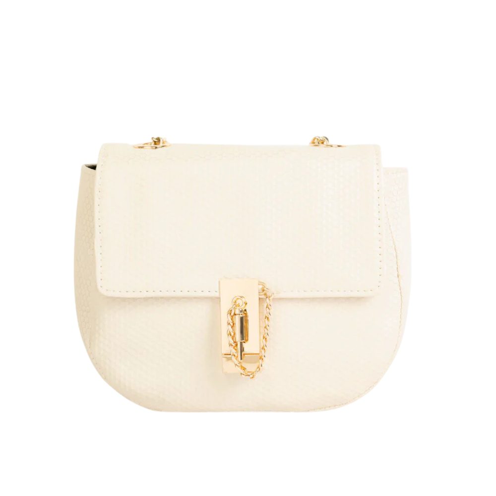 Luxily Off White Textured Saddle Clutch - Image 2