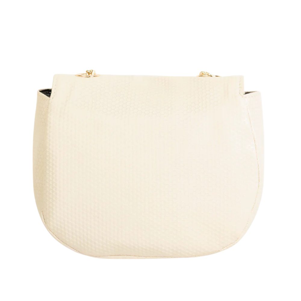 Luxily Off White Textured Saddle Clutch - Image 3