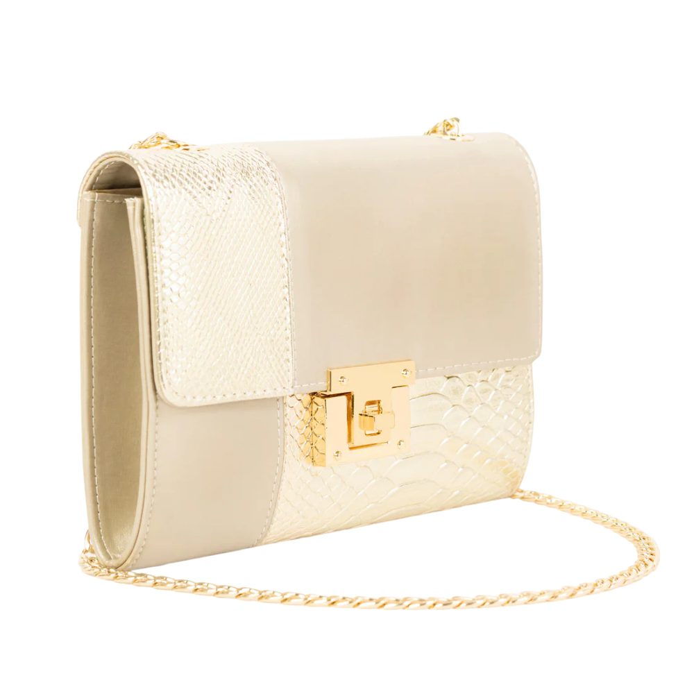 Luxily Light Gold Two-tone Casual Clutch