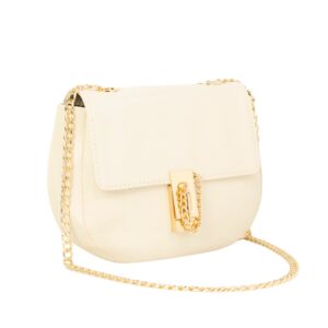 Luxily Off White Textured Saddle Clutch